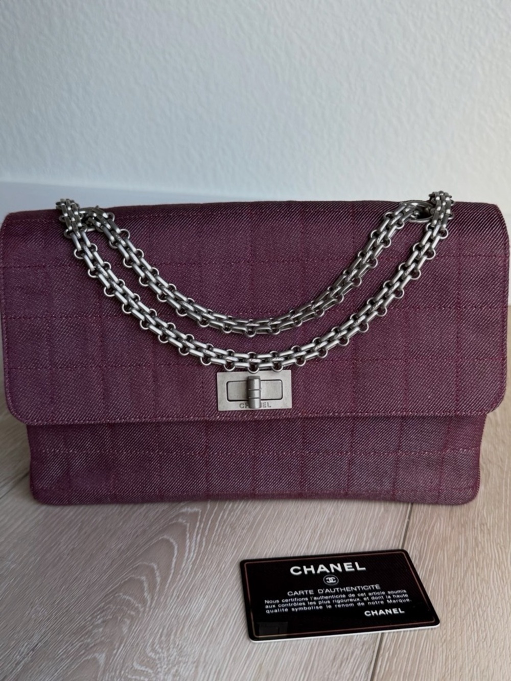 CHANEL Reissue Style Double Flap – Burgundy Textile